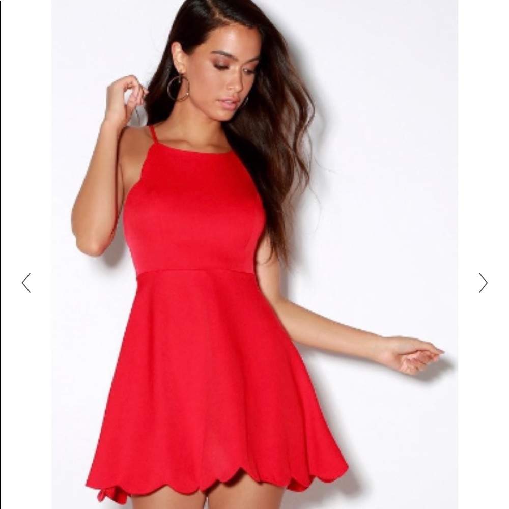 Lulu’s red scalloped skater dress